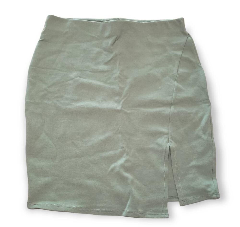 Soprano Sage Green Elastic Front Slit Skirt - Size Medium